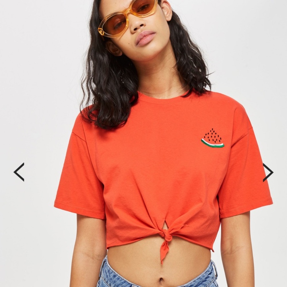 NWT TOPSHOP watermelon cropped t-shirt sz 8